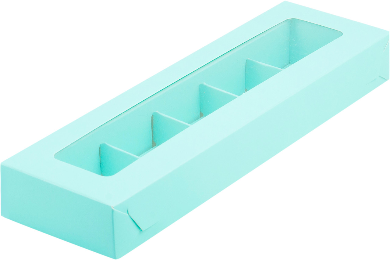 Коробка для 5 конфет с вклееным окном Тиффани, 235х70х h30 мм - фото 1 - id-p138801673
