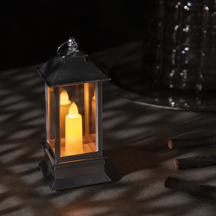 Светодиодная фигура Серебристый фонарь со свечкой