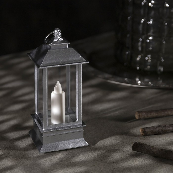 Светодиодная фигура Серебристый фонарь со свечкой - фото 3 - id-p194068435
