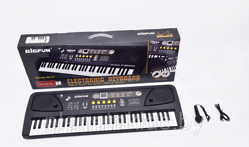 Синтезатор ( пианино) с микрофоном от сети и от батареек, с подключением MP3, арт. BF-830A2