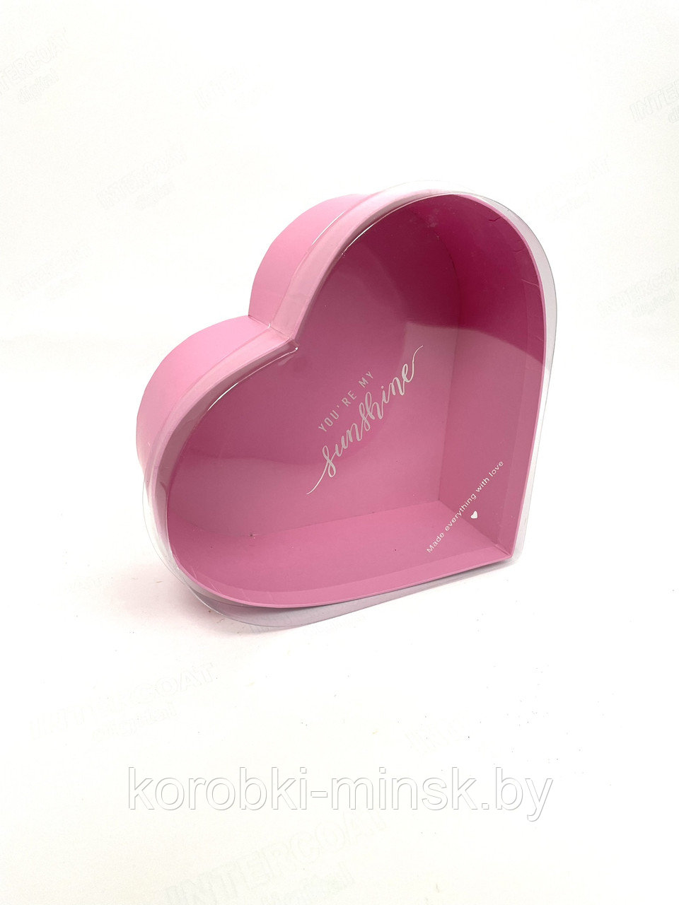 Коробка Сердце с прозрачной крышкой Розово-лиловый  20,7x18,4x8см