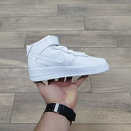 Кроссовки Nike Air Force 1 Mid All White с мехом, фото 2