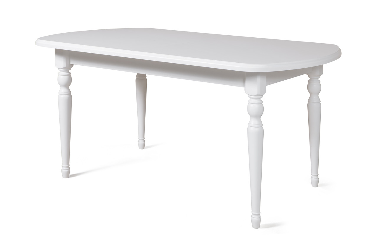Стол обеденный из массива дерева ольхи Аполлон-01 белый (Cream White//Белый//Сатин/) фабрика Мебель-Класс