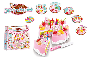 Детский игровой набор сладкий тортик Праздничный торт 37 предмета арт 889-21 v