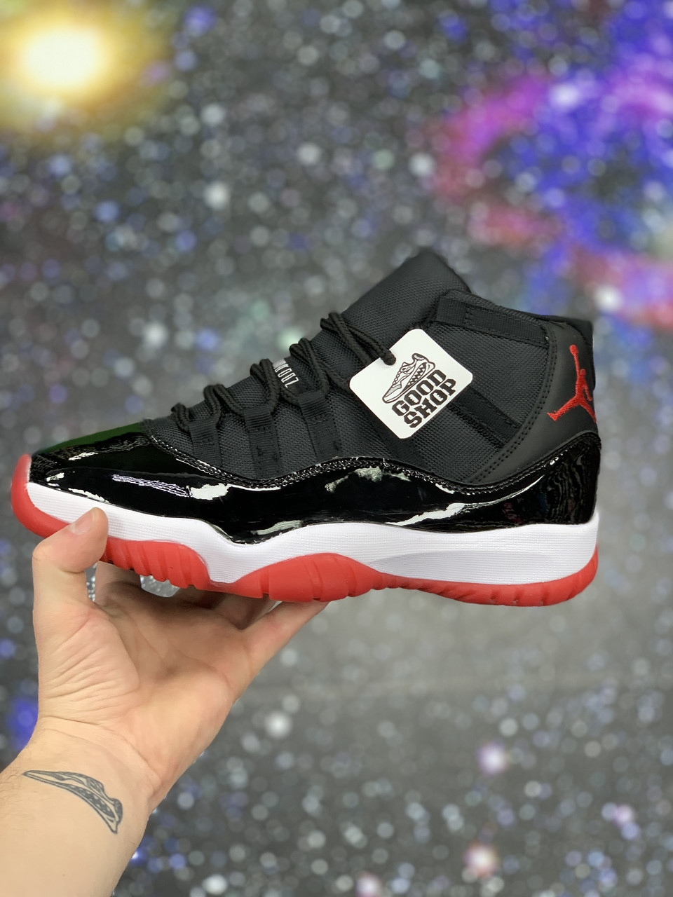 Кроссовки Air Jordan 11 High Black Red White - фото 1 - id-p194079845