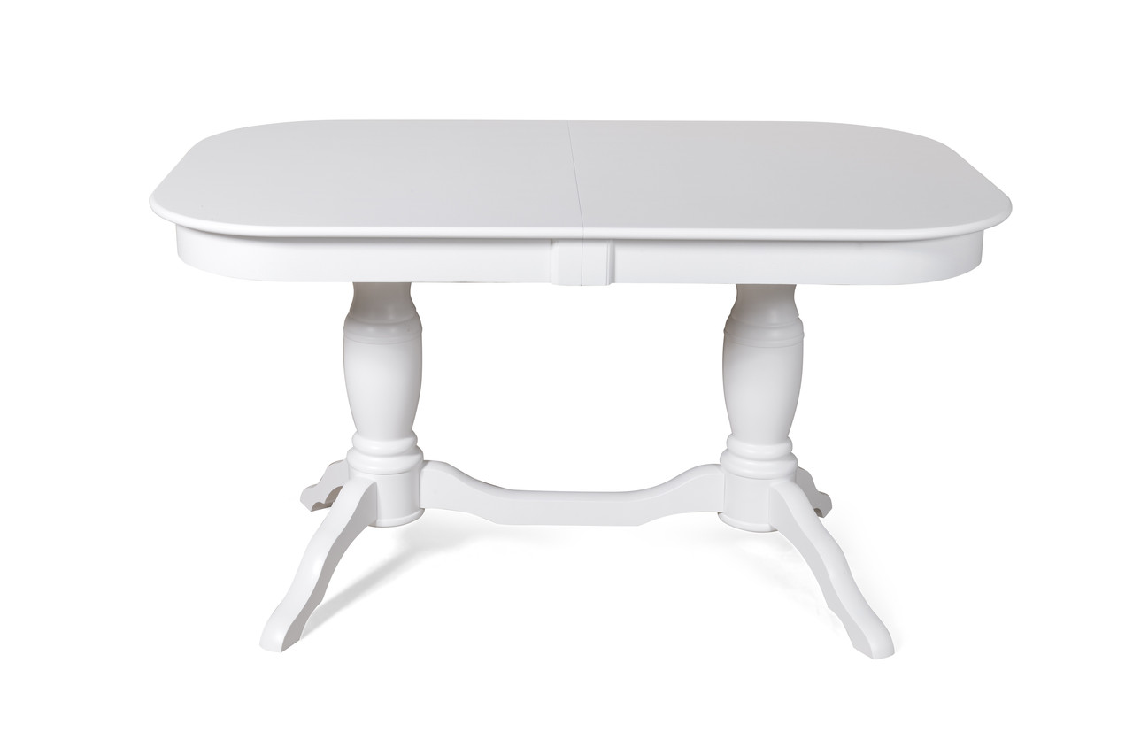Стол обеденный раздвижной из массива дерева ольхи Арго белый (Cream White//Белый//Сатин//Серый) Мебель-Класс
