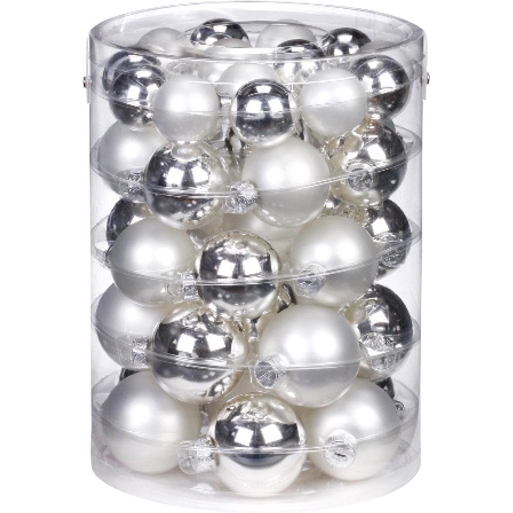 Набор новогодних шаров 44 шт серебро (туба) - фото 1 - id-p194082408