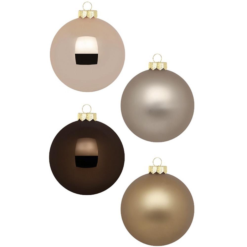 Набор новогодних шаров 8 см коричневый (12 шт) - фото 1 - id-p194082433