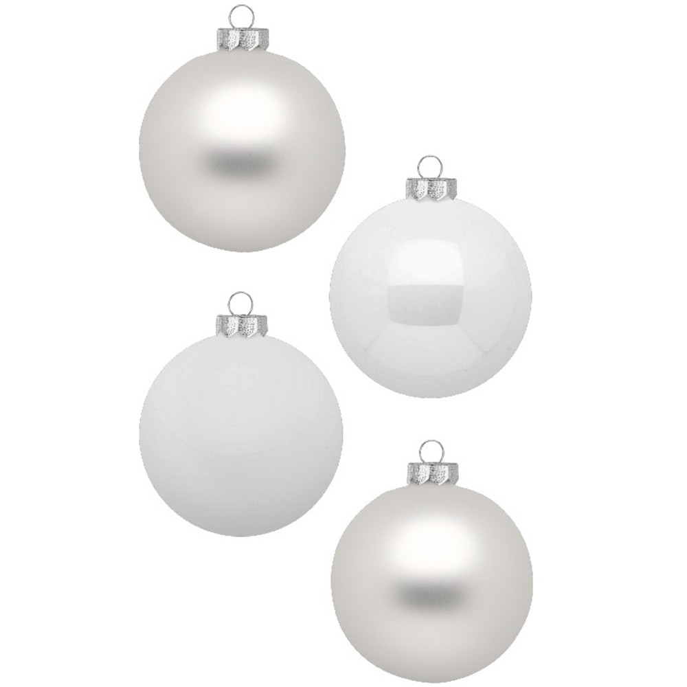 Набор новогодних шаров 8 см белый (12 шт) - фото 1 - id-p194082439