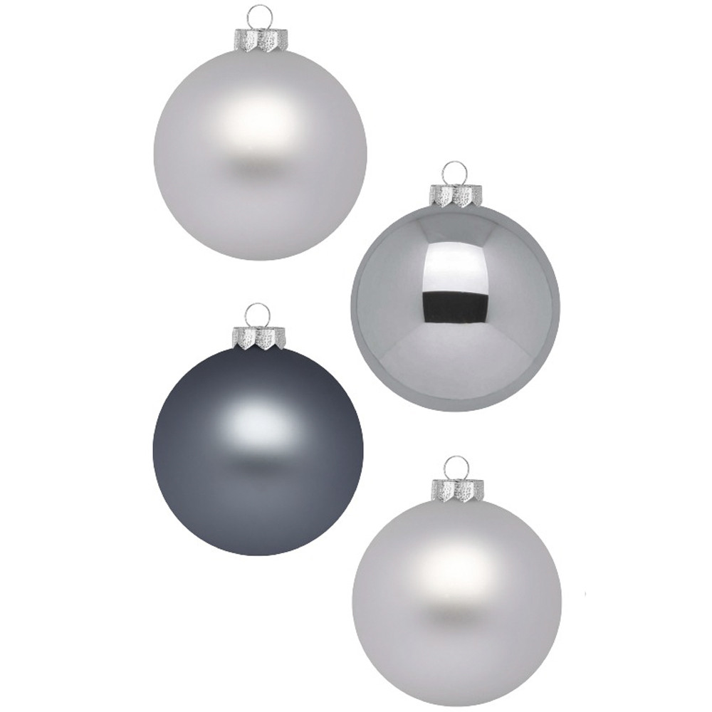 Набор новогодних шаров 8 см серый (12 шт) - фото 1 - id-p194082445