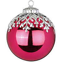 Новогодний шар глянец "Рождество" 8 см темно-розовый