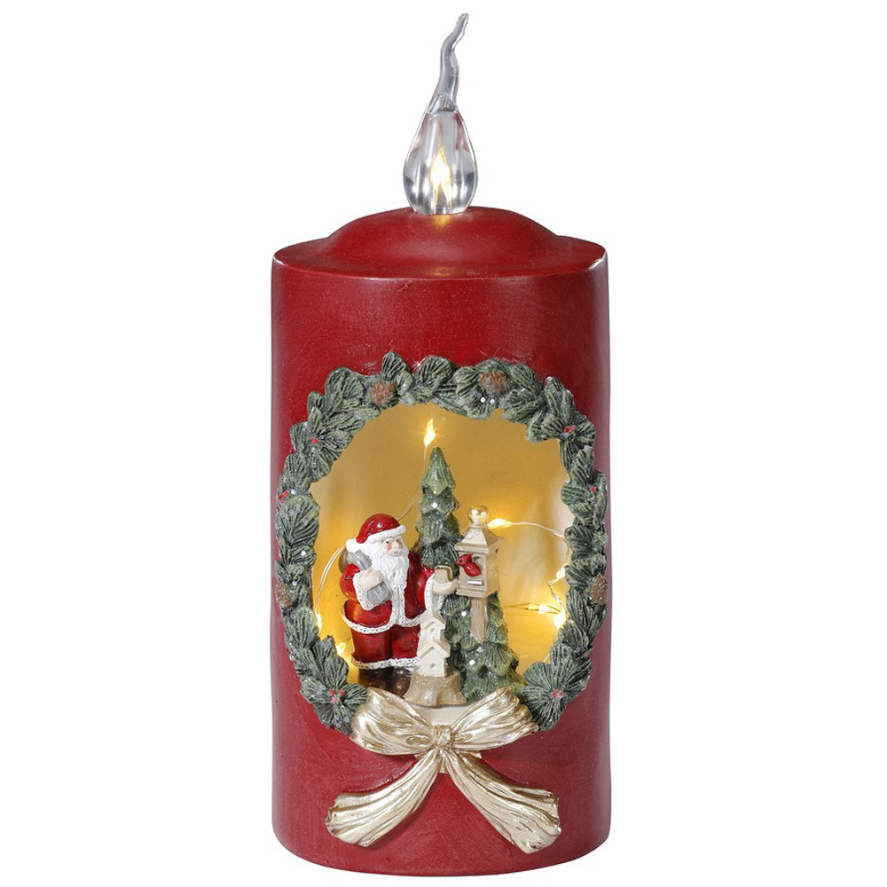 Светодиодная свеча с рождественской декорацией 19 см - фото 1 - id-p194082634