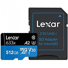 Карта памяти Lexar High-Performance microSDXC 512Gb UHS-I U3 A2 V30 100MB/s (R) 70MB/s (W) с адаптером