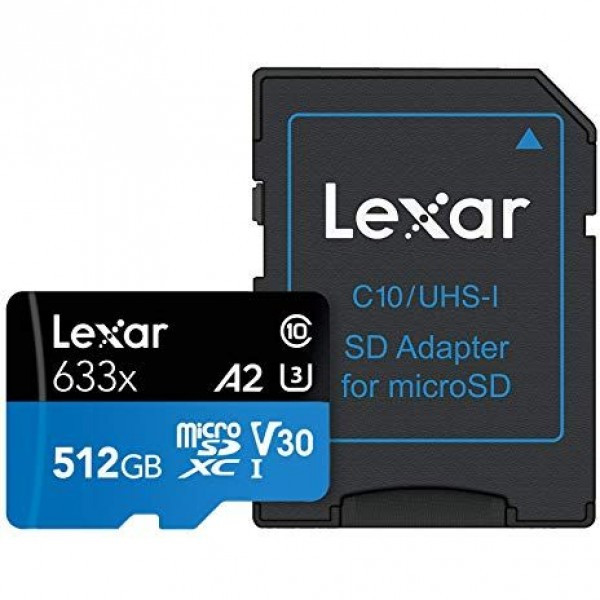 Карта памяти Lexar High-Performance microSDXC 512Gb UHS-I U3 A2 V30 100MB/s (R) 70MB/s (W) с адаптером - фото 1 - id-p194084267