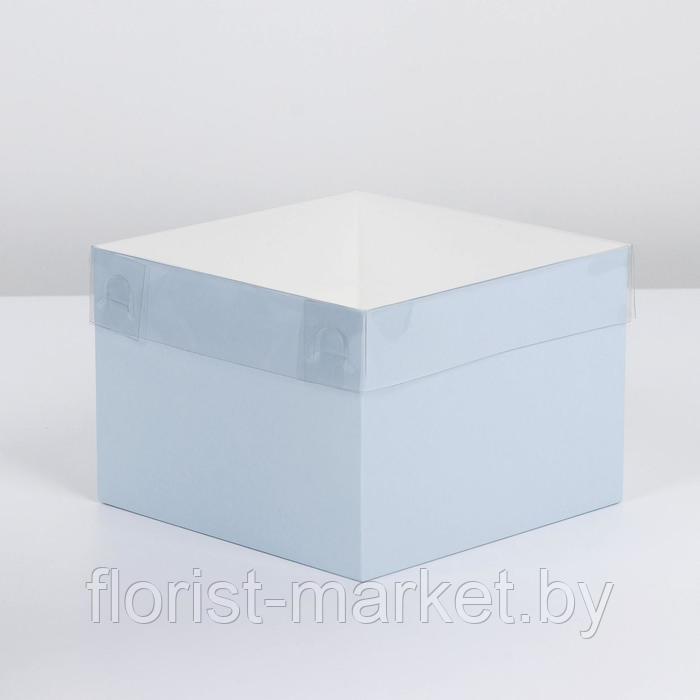Коробка с прозрачной крышкой 17*17*12 см, голубой