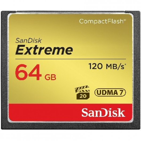 Карта памяти SanDisk Extreme CF 64Gb 800X 120MB/s (R) 85MB/s (W) - фото 1 - id-p194083370