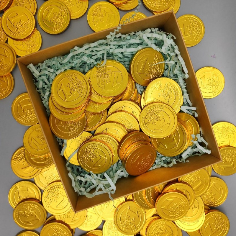 Золотые шоколадные монеты Евро, набор 20 монеток (Россия) - фото 3 - id-p194034080