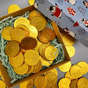 Золотые шоколадные монеты Евро, набор 20 монеток (Россия)
