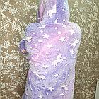 Толстовка-плед Starry Night с капюшоном утепленная для взрослых, светящаяся в темноте, оверсайз Радужный, фото 5