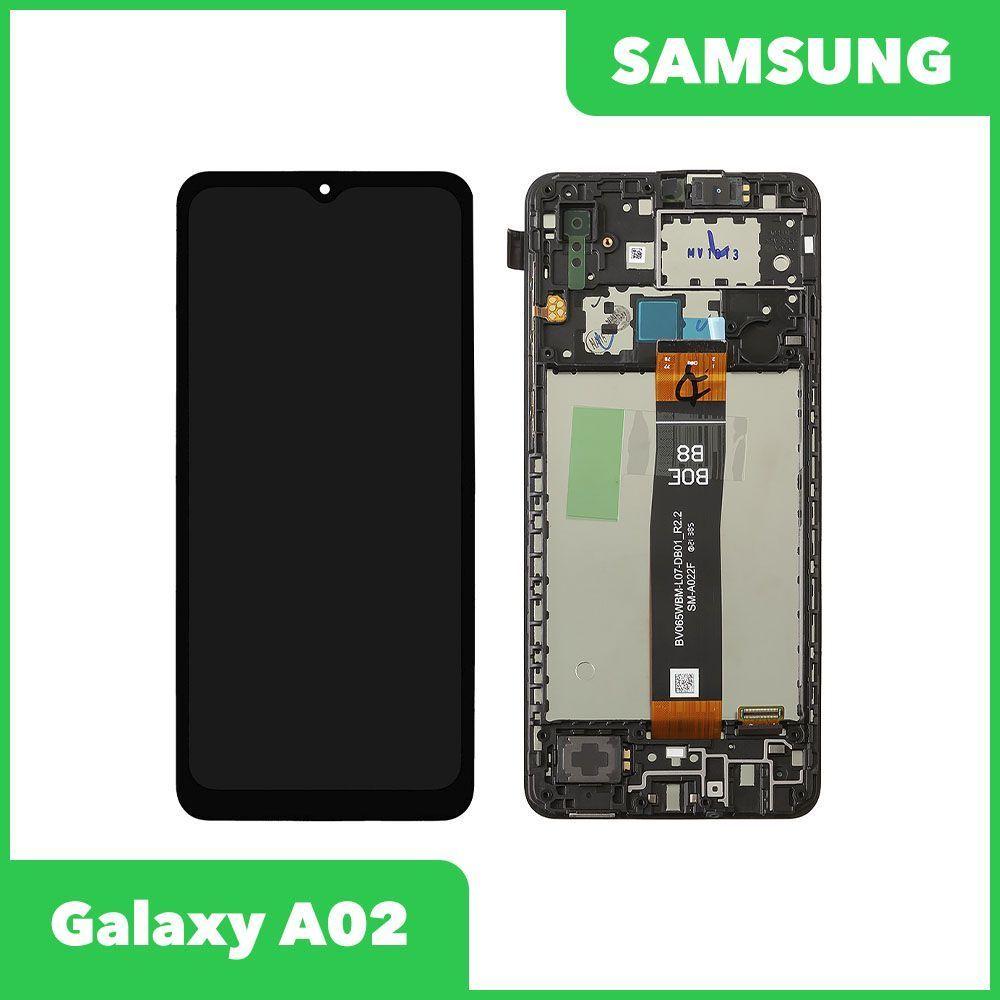 Дисплей для Samsung Galaxy A02 SM-A022G, DS в сборе GH82-25249A в рамке (черный) 100% оригинал