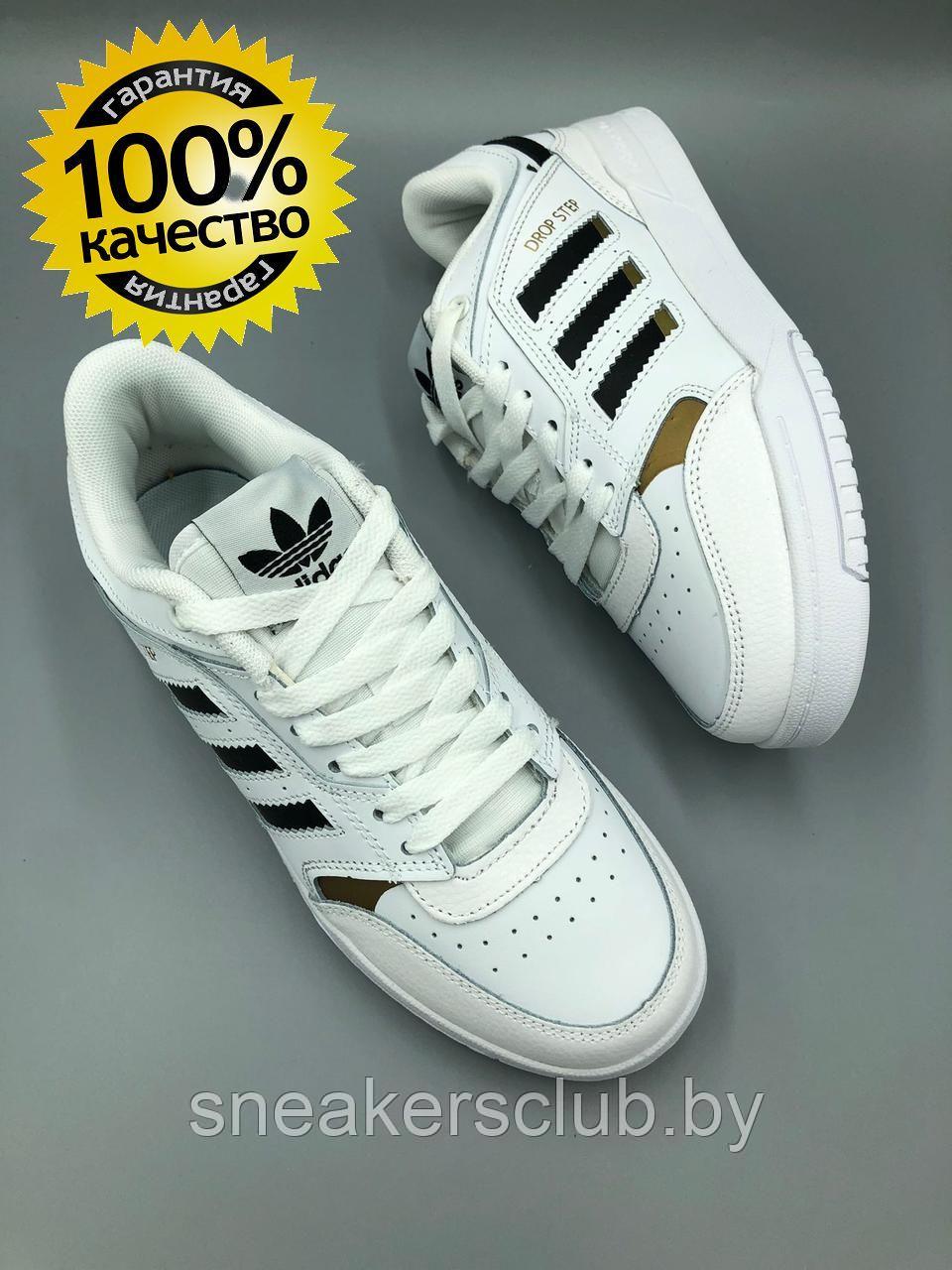 Кроссовки белые Adidas Drop Step мужские / демисезонные / повседневные - фото 1 - id-p186599370