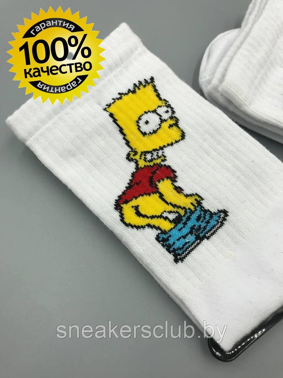 Яркие носки с принтом "Симпсоны" / one size / удлиненные носки / носки с рисунком