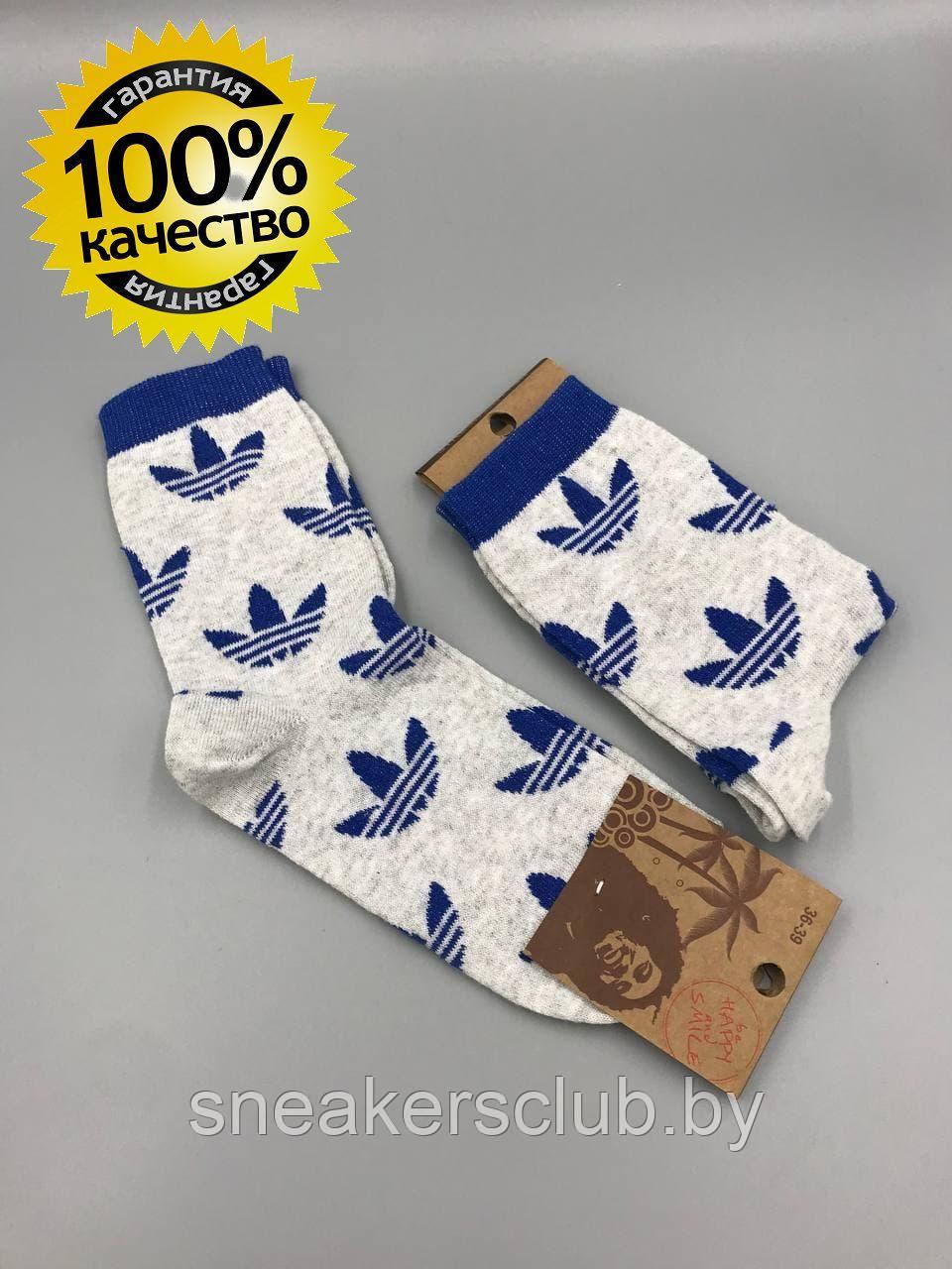 Синие носки Adidas / размер 36-39 / удлиненные носки / яркие носки
