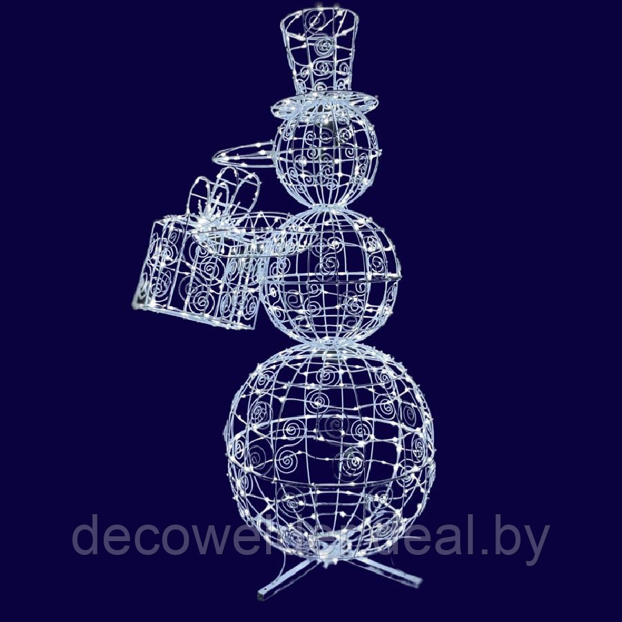 Световая уличная фигура Снеговик с подарком - фото 1 - id-p194102996