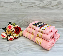Набор полотенец "Тройка", розовый