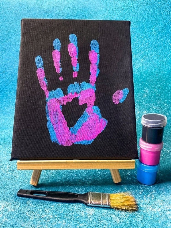 Набор для творчества и рисования / Акриловый отпечаток слепок рук влюбленных на холсте / Подарок для двоих - фото 3 - id-p172390451