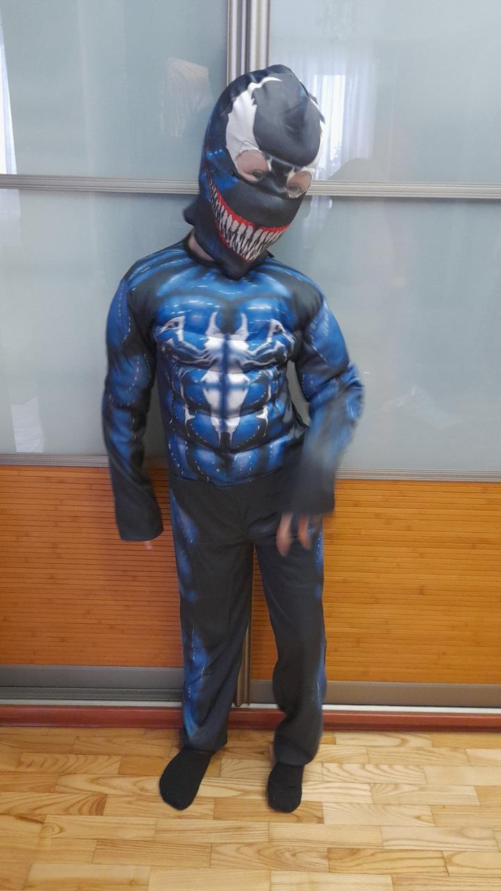 Детский костюм Веном Venom Avengers Muscle (с мышцами) карнавальный (размеры 110-152), для мальчика - фото 2 - id-p194116359