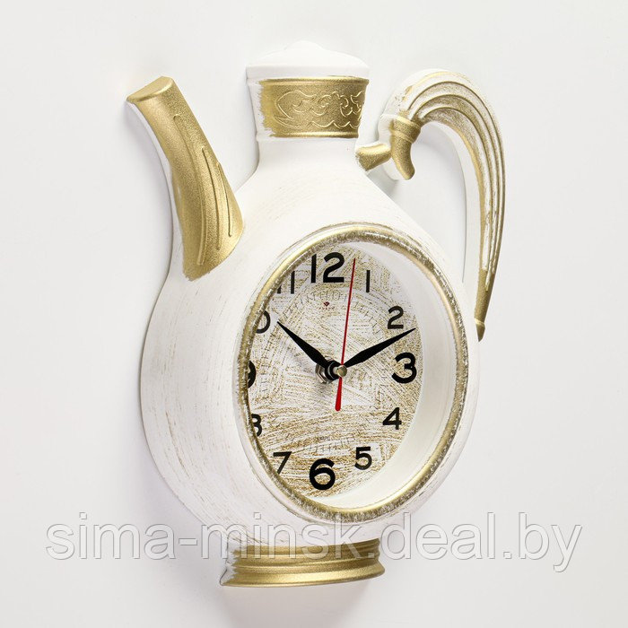 Часы настенные, серия: Кухня, "Чайник", плавный ход, 26.5 х 24 см, корпус белый с золотом - фото 2 - id-p194125345
