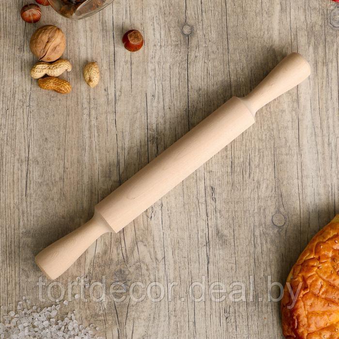 Скалка деревянная с ручками, берёза, 35х3,5 см - фото 1 - id-p194129546