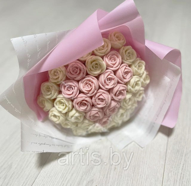 Шоколадный букет "Шоколадное сердце" на 37 роз (ручная работа). - фото 6 - id-p144797003
