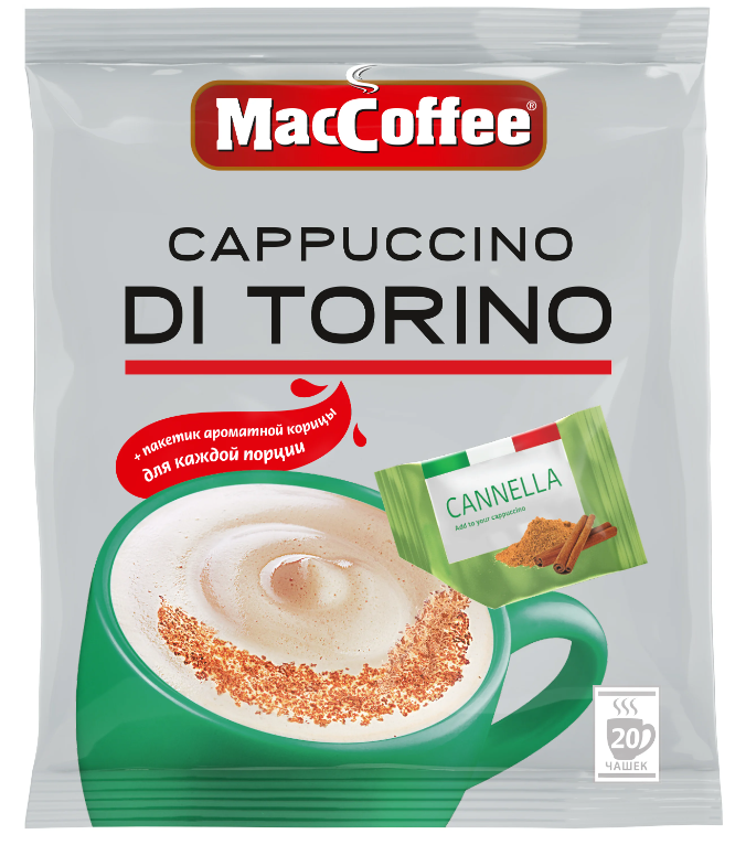 Растворимый кофе MacCoffee Cappuccino di Torino с корицей, в пакетиках - фото 1 - id-p194138141
