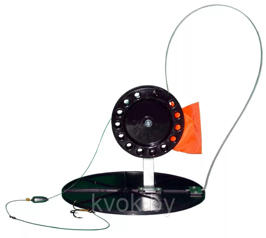 Жерлица зимняя Manko Оснащенная на диске 180 мм (катушка 90 мм) - фото 1 - id-p194161411