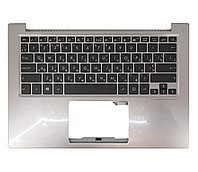 Верхняя часть корпуса (Palmrest) Asus ZenBook UX303, с клавиатурой, с подсветкой, серебристая