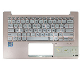 Верхняя часть корпуса (Palmrest) Asus X330, с клавиатурой, с подсветкой, розовая, RU
