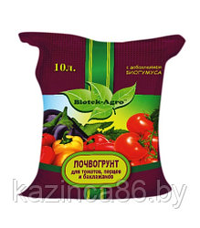 Почвогрунт для томатов, перцев и баклажанов с добавлением биогумуса, 10 литров
