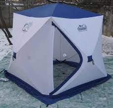 Палатка зимняя куб СЛЕДОПЫТ, 3-х местная, 3 слоя, цв. бело-синий/PF-TW-08 - фото 2 - id-p194164922