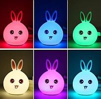 Cветильник ночник из  силикона "Белый Кролик" LED мультиколор