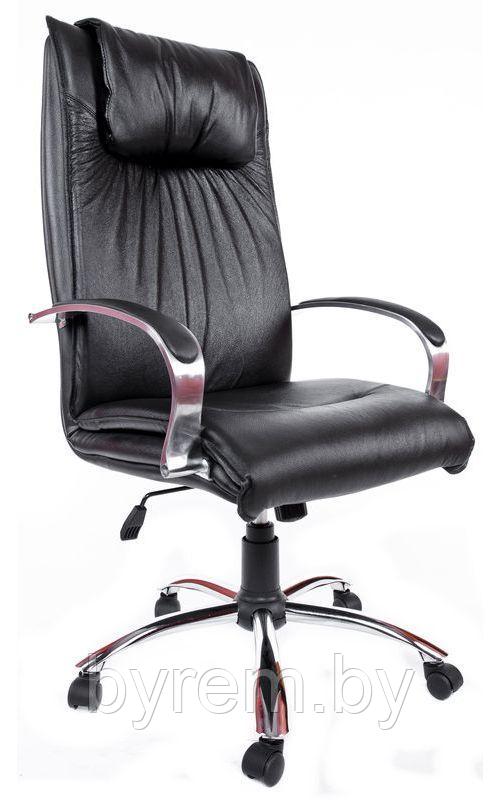 Кресло офисное Деловая обстановка Артекс Хром кожа Люкс (черный) - фото 1 - id-p194166574