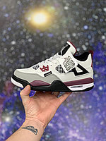 Кроссовки Jordan 4 Retro White Grey Black PSG