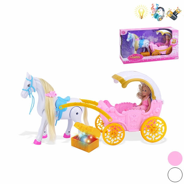 Кукла Принцесса с лошадью и каретой, свет, звук