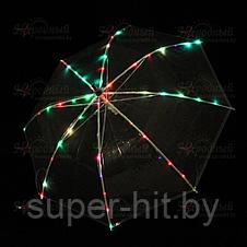 Прозрачный зонтик с подсветкой и фонариком (+чехол), фото 3