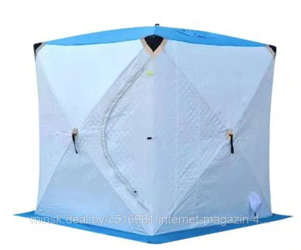 Палатка для зимней рыбалки утепленная MESAN (200x200x215) Сине-белая - фото 1 - id-p194182554