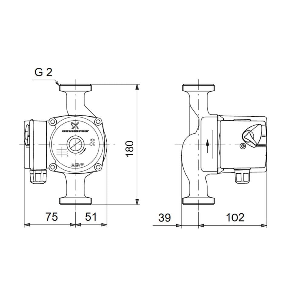 Насос циркуляционный для отопления Grundfos UPS 32-40, 180 мм - фото 7 - id-p75263835