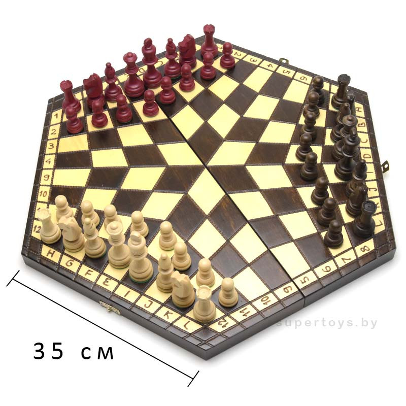 Шахматы ручной работы арт.162 на троих большие - фото 1 - id-p164529937