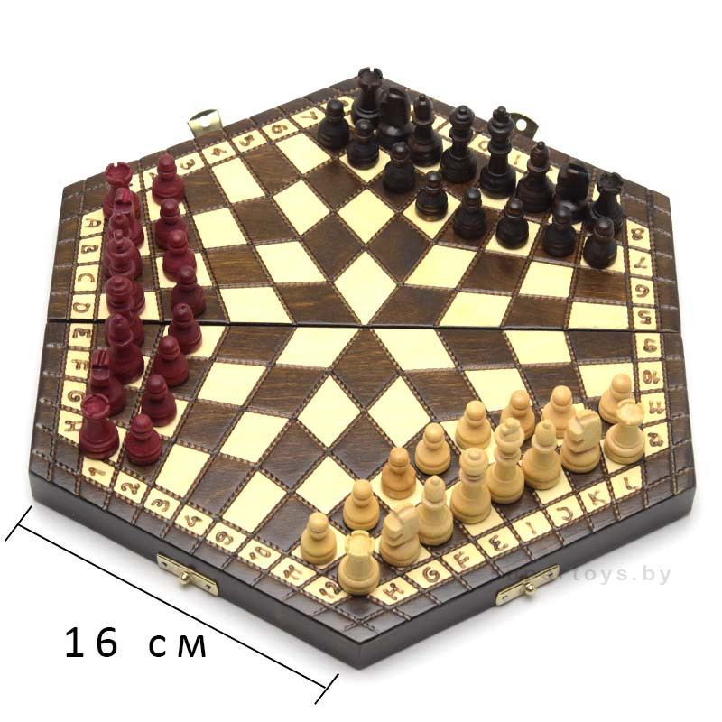 Шахматы ручной работы арт.164 на троих малые - фото 1 - id-p164616784