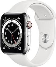 Умные часы Apple Watch Series 6 LTE 44 мм сталь серебристый/белый спортивный